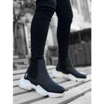 Aradimtaradim Ba0444 Bağcıksız Rahat Yüksek Taban Siyah Beyaz Taban Erkek Spor Yarım Bilek Bot 41