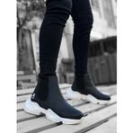 Aradimtaradim Ba0444 Bağcıksız Rahat Yüksek Taban Siyah Beyaz Taban Erkek Spor Yarım Bilek Bot 42
