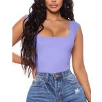 Aranmei Kadın Seksi Nedensel Bodysuit Kare Yaka Kolsuz Kolsuz Atlet Bodysuit Teddy Clubwear Dışarı Çıkmak için, mor, XL