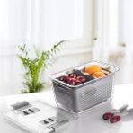 Arar Home 9 Litre Süzgeçli Bölmeli Organizer Buzdolabı Hava Geçirmez Saklama Kabı - Gri