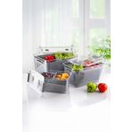 Arar Home Gri 3'lü (2.5 Lt, 5 Lt, 9 Lt) Süzgeçli Bölmeli Organizer Buzdolabı Hava Geçirmez Saklama Kabı