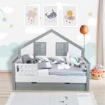 Aras Bebe 90x190 cm Gri Örgülü Montessori Uyku Seti