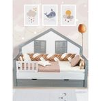 Aras Bebe 90x190 cm Kahverengi Kadife Örgülü Montessori Uyku Seti