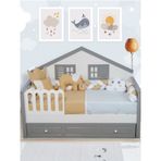 Aras Bebe 90x190 cm Turkuaz Örgülü Montessori Uyku Seti