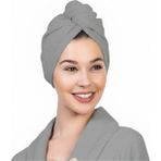 Aras Home Collection %100 Pamuklu Saç Bonesi - Plaj Havuz Deniz Uyumlu Hızlı Kurulama Baş Havlusu - Standart - Gri
