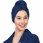 Aras Home Collection %100 Pamuklu Saç Bonesi - Plaj Havuz Deniz Uyumlu Hızlı Kurulama Baş Havlusu - Standart - Lacivert
