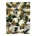 araslar 10 Adet Damat Çiçeği - Sağdıç Çiçeği - Yaka Çiçeği Kadife Beyaz Gül – Yaka Iğnesi