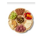 Araste Çerçeve & Dekorasyon Bölmeli Bambu Sunum Tabağı | Doğal Ahşap Kahvaltılık, Meze ve Peynir Sunum Tabağı