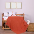 ARBA BABY Organik Pamuk Müslin Pikeli Bebek Nevresim Takımı - Tilki ve Balon Temalı - 100 x 150 cm - Kiremit