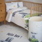 ARBA BABY Organik Pamuk ve Organik Baskılı Bebek Nevresim Takımı - Araba ve Yıldız Temalı - 100 x 150 cm - Beyaz
