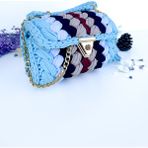 Arba Bag & Accesory Penye Ip Örgü Kadın Omuz Çantası - Açık Mavi