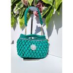 Arba Bag & Accesory Penye Ip Örgü Kristal Taş Dikim Kadın El-Omuz Çantası - Yeşil - GENİŞLİK :27 CM YÜKSEKLİK :17 CM DERİNLİK :15 CM UZUN ASKI