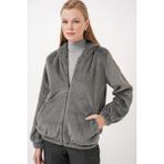 Arben Boutique 5091 Kapşonlu Kürklü Içi Astarlı Mont - Antrasit - 36