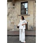 Arben Boutique Tasarım Etiket Detaylı Ceket - Pantolon Takım - Beyaz