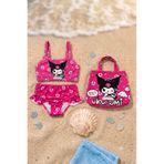 ARBİ kids Kız çocuk pembe üç parça karakter baskılı çantalı mayo bikini takımı