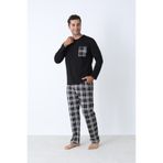 Arc Erkek Pijama Takımı Büyük Beden Battal Uzun Kol Ekose Pamuklu Mevsimlik