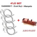 ARC-PART Hoover Ankastre Ocak Ateşleme Buji (4'lü Set) + Manyeto ( Çakmak-Ateşleme Jeneratörü )