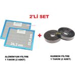 ARC-PART Vestel Ad 6001 x Inox Davlumbaz Alüminyum Filtre 26,2X25,3 cm - (2 Adet) + Karbon Filtre - 2'li Set