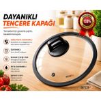 Arcak2 22 cm Silikon Kenarlı Cam Kapak ve Kulp (DİKKAT TENCERE YOKTUR)