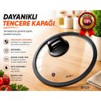Arcak2 26 cm Silikon Kenarlı Cam Kapak ve Kulp (DİKKAT TENCERE YOKTUR)