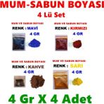 Arcan Mum Boyası Renk Seçiniz Sabun Boyası Katı ve Jel Mum Boyası Yağ Bazlı Boya - 4lü-set-mavi-sari-kırmızı-kahverengi