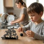 Arcanium Montessori Hayvan Figürlü Denge Oyunu - Eğitici Zeka Geliştirici Tetris Blokları (12 Parça) - Gri