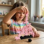 Arcanium Montessori Hayvan Figürlü Denge Oyunu - Eğitici Zeka Geliştirici Tetris Blokları (12 Parça) - Pembe