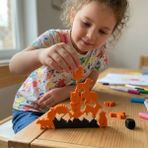 Arcanium Montessori Hayvan Figürlü Denge Oyunu - Eğitici Zeka Geliştirici Tetris Blokları (12 Parça) - Turuncu