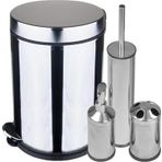 Arçe Banyo Krom 4 Lü Banyo Seti 5Lt Çöp Kovası