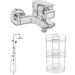 Arçe Eca Niobe Banyo Bataryası Tema Quadro Tepe Duş Set 3 Lü Köşe Raf
