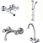 Arçe Klasik Çevirmeli Banyo + Evye + Sabit Lavabo Bataryası + Sürgülü Duş Takımı
