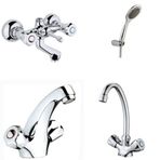 Arçe Klasik Çevirmeli Banyo + Kuğu Evye + Kartal Lavabo Bataryası + Duş Takımı
