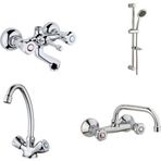 Arçe Klasik Çevirmeli Banyo + Kuğu Evye + Lavabo Bataryası + Sürgülü Duş Takımı