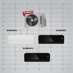 Arçelik 1+3 Multi Sistem Klima / 36100 Md Pro Dış Ünite ( 2 Adet 12 Btu Beyaz + 12 Btu Siyah Iç Üniteler )