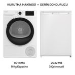 Arçelik 901 KMX 9 KG Kurutma Makinesi - 2032 MB Derin Dondurucu 2'li Beyaz Eşya Seti
