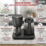 Arçelik Gurme Otomatik Çay & Filtre Kahve Makinesi + Dijital Mutfak Tartısı Hediye - Siyah
