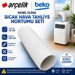 Arçelik Mobil Klima Sıcak Hava Tahliye Hortumu Ağız Çapı 15 cm Uzunluk 135 cm - beyaz