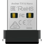 Archer TX1U; AX300 Mbps, Tasarım, Tak ve Çalıştır, Linux ve Windows(11/10/7) Destekli, Wi-Fi 6 USB Adaptör