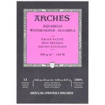 Arches 1795095 Blok Suluboya Kağıdı, 12 Yaprak, A5 14,8 x 21 cm Kafa Yapıştırılmış 300 g/m², Saten Kaplama, Doğal Beyaz