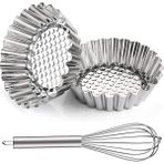 Archive 18 Adet Yumurtalı Tart 3.74 Inç, 10 Inç Çırpma Teli ile Cupcake Kek Fincan Kalıbı, Sağlam ve Yeniden Kullanılabilir Mini Pasta Tavası Muffin, (Yurt Dışından) - Gümüş