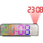 Archive 180° Dönüşlü Projeksiyon Çalar Saat 12/24H LED Dijital Saat USB Şarjlı Tavan Projektörü Çalar Saat (Çok Renkli F) (Yurt Dışından)