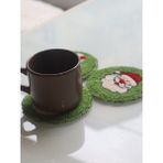 Arcosta El Yapımı Punch Bardak Altlığı 3'lü Set - Noel Baba, Kardan Adam, Şeker Baston Figürlü Mug Rug - 3 Adet