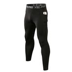Arcweg Erkek termal tayt, kompresyon pantolonu, cepli, içlik, spor, koşu taytı, nefes alır, polar astarlı pantolon, spor salonu, koşu, yürüyüş, futbol, basketbol, boks, yoga için, siyah, S