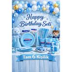 ARD 12 Kişilik Mavi Doğum Günü Parti Seti – Tabak Bardak Çatal Kaşık Full Set