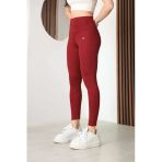 Arda A543 Bordo Yüksek Bel Toparlayıcı Spor Tayt - Esnek Polyester Spandex Karışımlı Fitness Taytı