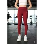 Arda A544 Bordo Yüksek Bel Toparlayıcı Spor Tayt - Esnek Polyester Spandex Karışımlı Fitness Taytı