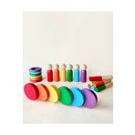 Arden Toy Store Doğal Ahşap Oyuncak Waldorf Renkli Peg Bebek Halka Daire Çubuk Montessori Eğitici Oyun Seti