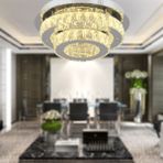 Ardenia 2 Katli Krom 3 Renkli 70 Watt Kristalli Ledli Modern Salon Led Buyuk Avize