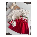 ArdenKids 2-8 Kiraz Body & Kırmızı Kolej Etek & Çorap-Toka Set