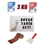 ARDENT HOME 3 Kg Duvar Tamir Alçı Sıva Seti (2 Kg Sıva Alçı - 1 Kg Saten Alçı - Zımpara - Spatula)